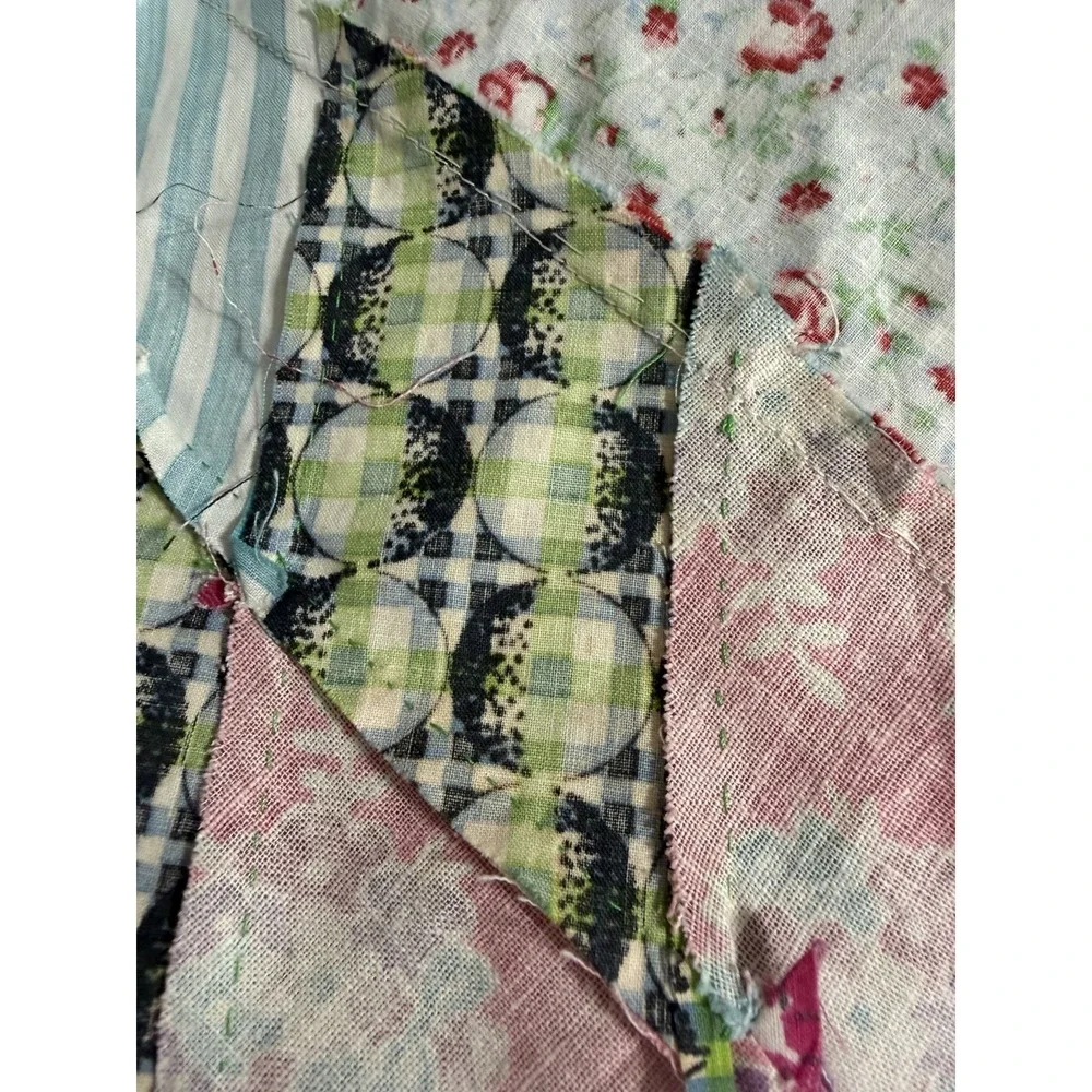 Vintage Handmade Lone Star Quilt Topper Starburst Patchwork Shabby 68x70